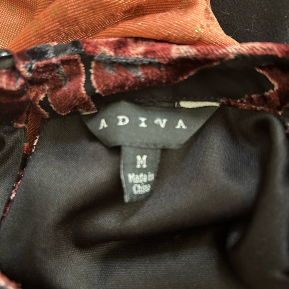 Adiva Black and Burgundy Velour Floral Mini Dress, Size Med - Picture 4 of 7